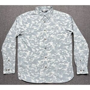 The North Face Shirt Mens Medium Gray Camo Long Sleeve Button Up Performance